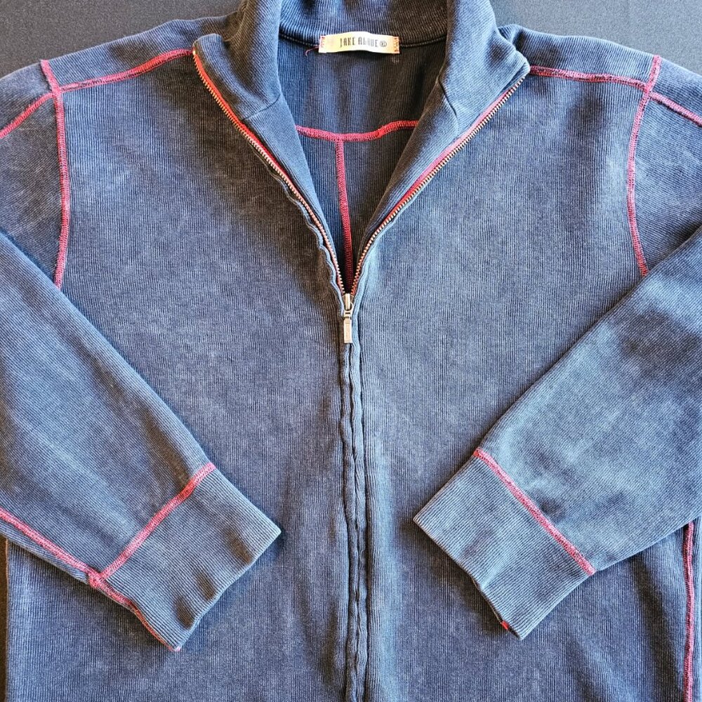 Jake Agave Men's XL, Full Zip, Blue Sweater Jacket
